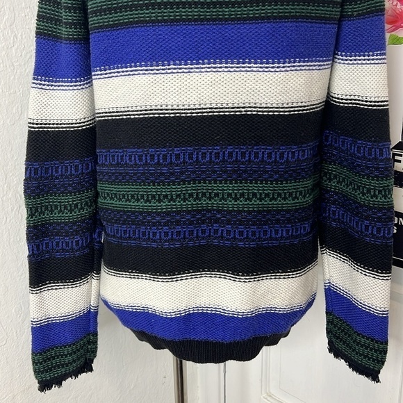 Maje Striped Knit Sweater with Fringe Size 3/40/L - Picture 5 of 12